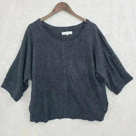 Loft Wool Rabbit Hair Blend Scoop neck Wide Sleeve Slouchy Sweater Women's L/XL - Picture 1 of 8